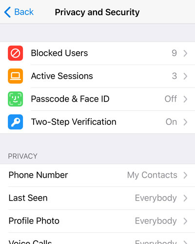 A screenshot of the redesigned Privacy & Security settings screen